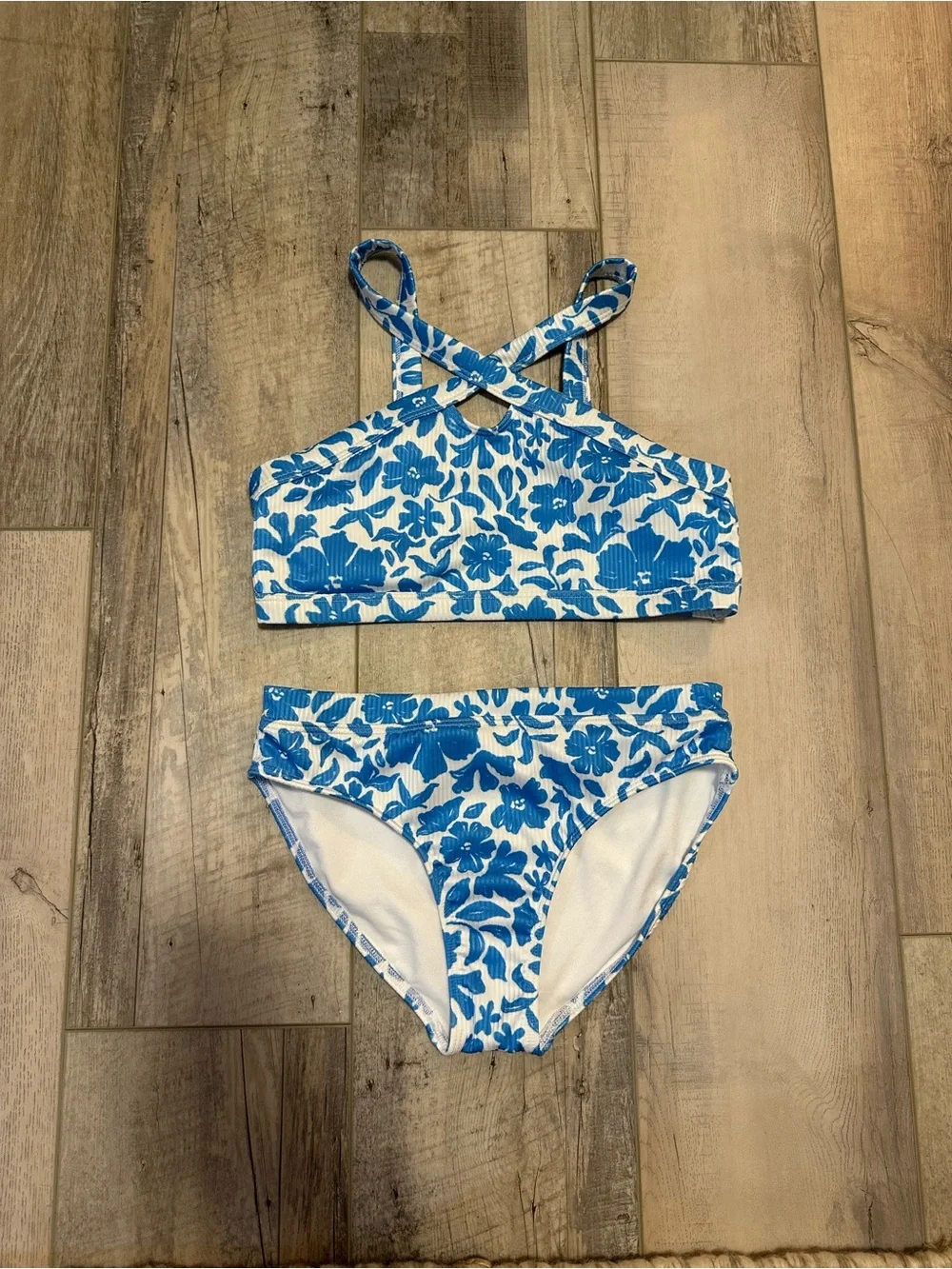 abercrombie kids Blue & White Floral Crossback Bikini Set